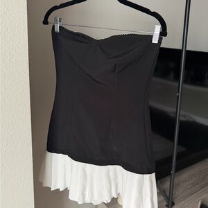 Black and White Strapless Dress